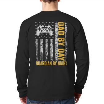 Dad By Day Guardian By Night Video Games Lover Back Print Long Sleeve T-shirt | Mazezy AU