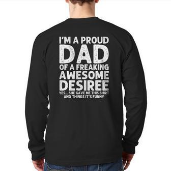 Dad Of Desiree Father's Day Personalized Name Back Print Long Sleeve T-shirt | Mazezy