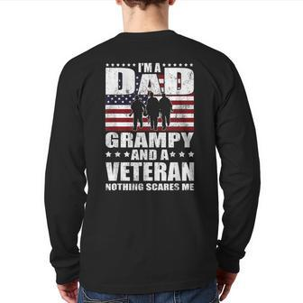 I Am A Dad A Grampy And A Veteran T Happy Fathers Day Back Print Long Sleeve T-shirt | Mazezy