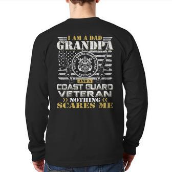 I Am A Dad Grandpa And A Coast Guard Veteran Veteran Back Print Long Sleeve T-shirt | Mazezy