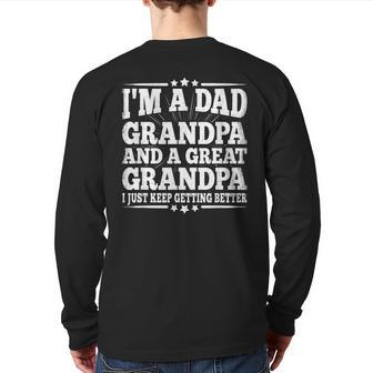 Dad Grandpa Great Grandpa Grandfather Grandkids Fathers Day Back Print Long Sleeve T-shirt | Mazezy