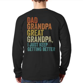 Dad Grandpa Great Grandpa Retro Vintage Fathers Day 2023 Back Print Long Sleeve T-shirt | Mazezy UK