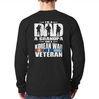Dad A Grandpa And A Korean War Veteran Graphic Father Tee Back Print Long Sleeve T-shirt | Mazezy