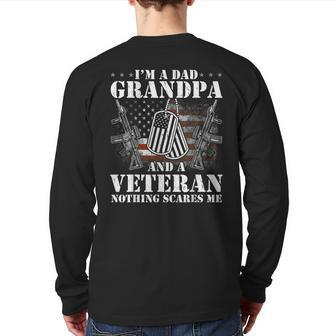 I Am A Dad Grandpa Veteran Father's Day Back Print Long Sleeve T-shirt | Mazezy