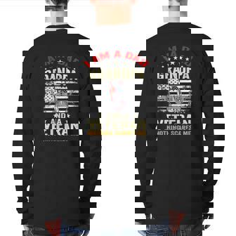 I Am A Dad Grandpa And A Veteran Veterans Day Usa Flag Back Print Long Sleeve T-shirt | Mazezy