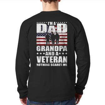 I Am A Dad A Grandpa And A Veteran T Happy Fathers Day Back Print Long Sleeve T-shirt | Mazezy