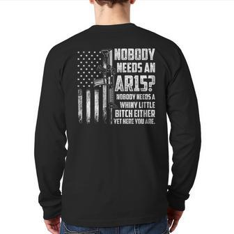 Dad Grandpa Veteran Us Flag Pro Gun 2Nd Amendment Back Print Long Sleeve T-shirt | Mazezy