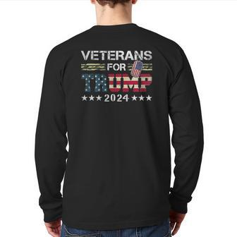 Dad Grandpa Veterans For Trump 2024 American Flag Camo Back Print Long Sleeve T-shirt | Mazezy