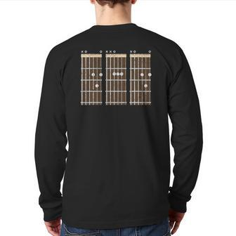 Dad Guitarist Father D A D Chord Guitar Back Print Long Sleeve T-shirt | Mazezy