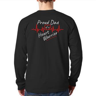 Dad Of A Heart Warrior Congenital Defect Awareness Back Print Long Sleeve T-shirt | Mazezy