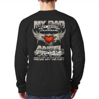 My Dad My Hero My Guardian Angel Watches Over My Back Back Print Long Sleeve T-shirt | Mazezy
