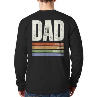 Dad Husband Daddy Protector Hero Back Print Long Sleeve T-shirt | Mazezy