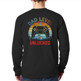 Dad Level Unlocked Soon To Be Dad Apparel Back Print Long Sleeve T-shirt | Mazezy
