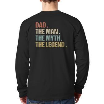 Dad The Man Myth Legend Father Retro Christmas Back Print Long Sleeve T-shirt | Mazezy