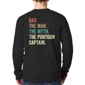 Dad Man Myth Pontoon Captain Pontoon For Men Back Print Long Sleeve T-shirt | Mazezy