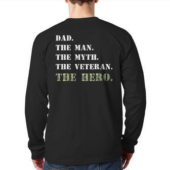 Dad The Man Myth Usa Veterans Day Camouflage Back Print Long Sleeve T-shirt | Mazezy