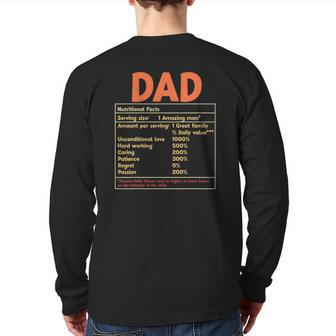 Dad Nutritional Facts Father's Day Back Print Long Sleeve T-shirt | Mazezy