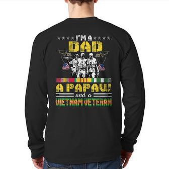 Dad Papaw Vietnam Veteran Vintage Military Men's Back Print Long Sleeve T-shirt | Mazezy