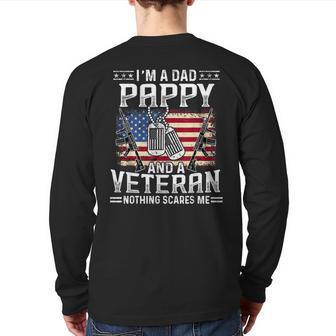 Dad Pappy And A Veteran Father's Day Back Print Long Sleeve T-shirt | Mazezy