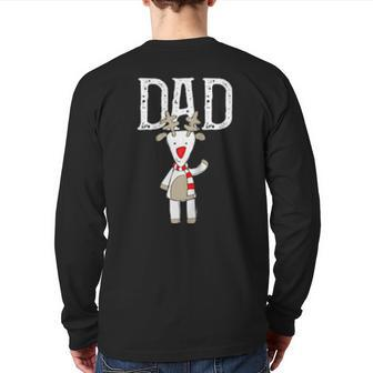 Dad Reindeer Winter Scarf Cool Christmas Costume Tee Back Print Long Sleeve T-shirt | Mazezy