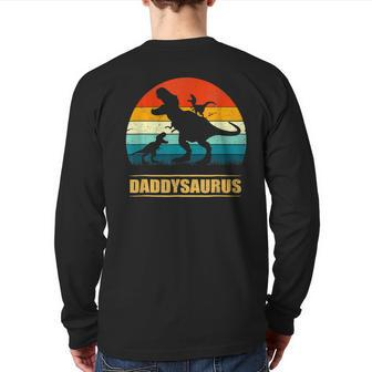 Dad Saurus Daddy Dinosaur T Rex 2 Kids Family Fathers Day Back Print Long Sleeve T-shirt | Mazezy