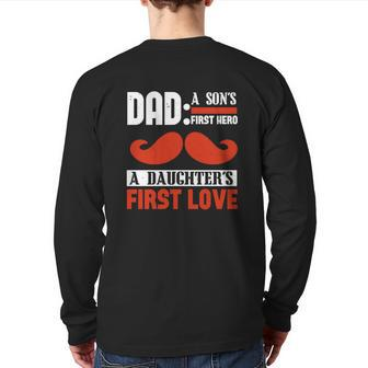 Dad A Son's First Back Print Long Sleeve T-shirt | Mazezy
