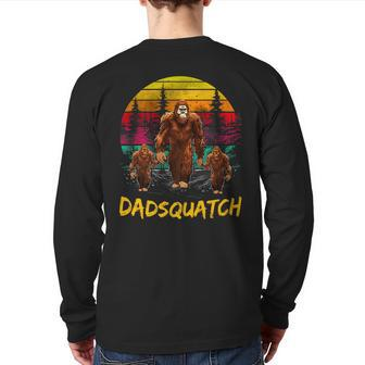 Dad Squatch Retro Bigfoot Dad Sasquatch Yeti Fathers Day Back Print Long Sleeve T-shirt | Mazezy