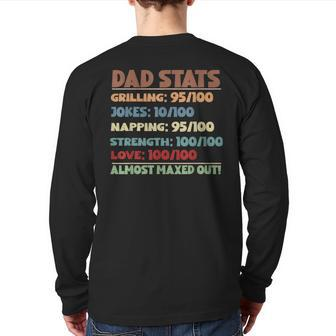 Dad Stats Gamer Dad Rpg Video Game Lover Father's Day Gaming Back Print Long Sleeve T-shirt | Mazezy
