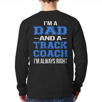 Dad Track Coach Track & Field Coach Back Print Long Sleeve T-shirt | Mazezy