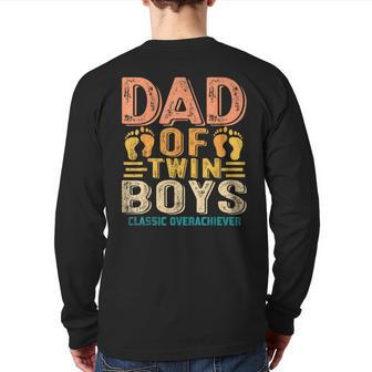 Dad Of Twin Boys Twin Dad Father Back Print Long Sleeve T-shirt | Mazezy