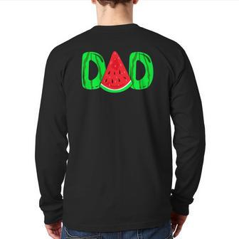 Dad Watermelon Father's Day Back Print Long Sleeve T-shirt | Mazezy
