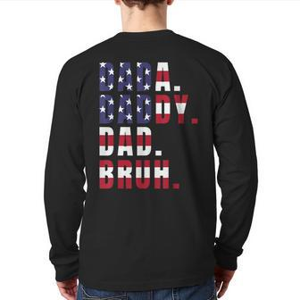 Dada Daddy Dad Bruh Us American Flag Father's Day For Men Back Print Long Sleeve T-shirt | Mazezy