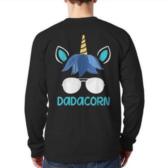 Dadacorn Dad Unicorn Face Father's Day Back Print Long Sleeve T-shirt | Mazezy