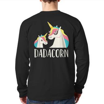 Dadacorn Father Daughter Unicorn Back Print Long Sleeve T-shirt | Mazezy