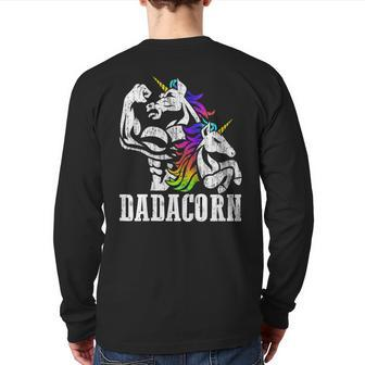 Dadacorn T Shirt Muscle Unicorn Dad Baby Fathers Day Back Print Long Sleeve T-shirt | Mazezy