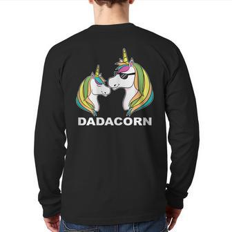 Dadacorn Unicorn Dad And Baby Fathers Day Back Print Long Sleeve T-shirt | Mazezy