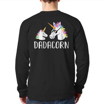 Dadacorn Unicorn Dad And Baby Fathers Day V2 Back Print Long Sleeve T-shirt | Mazezy