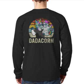 Dadacorn Unicorn Dad Papa Retro Vintage Father's Day Back Print Long Sleeve T-shirt | Mazezy AU