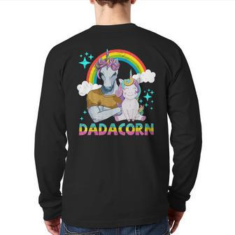 Dadacorn Unicorn Muscle Dad & Baby Fathers Day Back Print Long Sleeve T-shirt | Mazezy