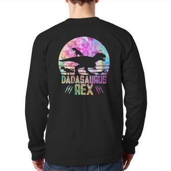 Dadasaurus Rex Dinosaur Father Vintage Tie Dye Dad Of 3 Ver2 Back Print Long Sleeve T-shirt | Mazezy