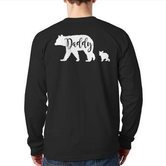 Daddy Bear With 1 One Cub Dad Father Papa Back Print Long Sleeve T-shirt | Mazezy
