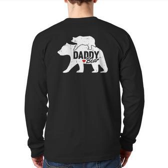 Daddy Bear Father's Day Cute Baby Cub Papa Dad And Pops Back Print Long Sleeve T-shirt | Mazezy