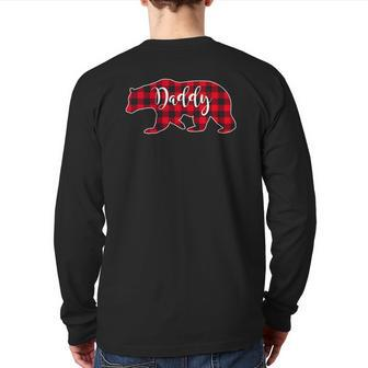 Daddy Bear Red Buffalo Check Plaid Dad Father Back Print Long Sleeve T-shirt | Mazezy
