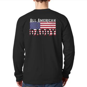 Daddy Dad Father's Day 4Th Of July American Flag Usa America Back Print Long Sleeve T-shirt | Mazezy
