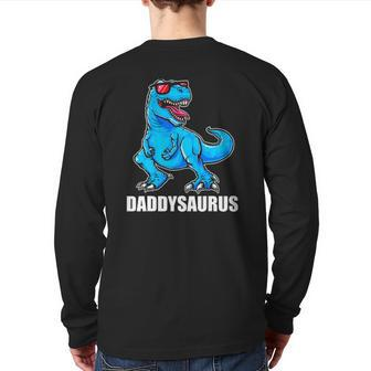 Daddy Dinosaur Daddysaurus Rex Dad Dinosaur Back Print Long Sleeve T-shirt | Mazezy