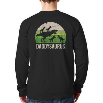 Daddy Dinosaur Dad Daddysaurus Four Kids Back Print Long Sleeve T-shirt | Mazezy