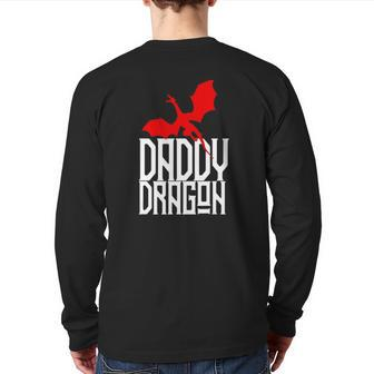 Daddy Dragon Matching Family Tribe Red Dad Father Back Print Long Sleeve T-shirt | Mazezy