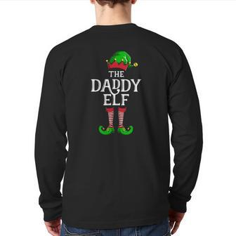 Daddy Elf Matching Family Group Christmas Party Pajama Back Print Long Sleeve T-shirt | Mazezy CA