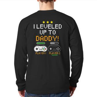 Daddy Gamer Player Progress Bar Gaming Baby Announcement Back Print Long Sleeve T-shirt | Mazezy