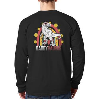 Daddy Saurusrex Dinosaur Father's Day Family Matching Back Print Long Sleeve T-shirt | Mazezy